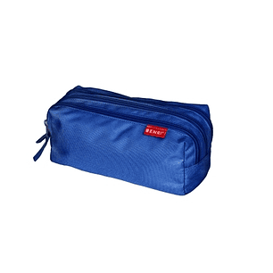 Enri Estuche Portatodo con 3 Compartimentos - Cierres de Cremallera - Fabricado en Poliester - Color Azul