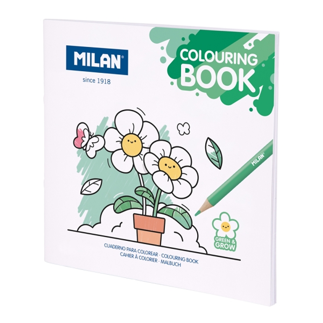 Milan Green and Grow Cuaderno para Colorear - Microperforado - 140g - 21x21cm - Color Blanco 1