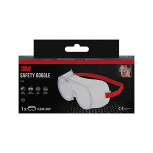 3M Classic Gafas de Seguridad - Ventilacion Directa - Lente Incolora - Uso Compatible con Gafas Graduadas - Goma Ajustable - Proteccion UV - Color Tra