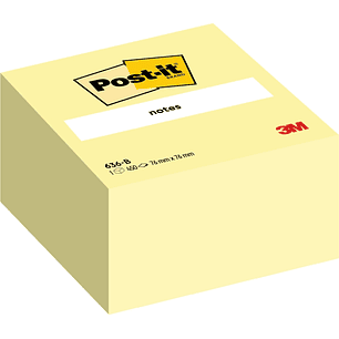 Post-It Cubo de 450 Notas Adhesivas Reposicionables - Forma Cuadrada - 76x76mm - Color Amarillo Claro