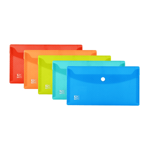 Oxford Urban DL Sobre Portadocumentos de Plastico Rigido Translucido DL - Tamaño Sobre Americano - Capacidad hasta 40 Hojas - Cierre de Broche - Color