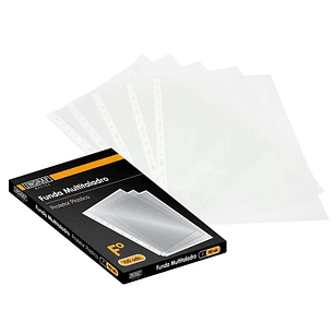 Ingraf Pack de 100 Fundas Multitaladro Folio Transparentes 70 Micras - Acabado Granulado
