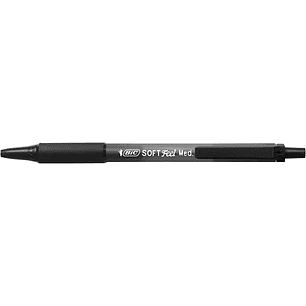 Bic Soft Feel Boligrafo Retractil - Punta Media de 1mm - Cuerpo Translucido con Grip - Color Negro