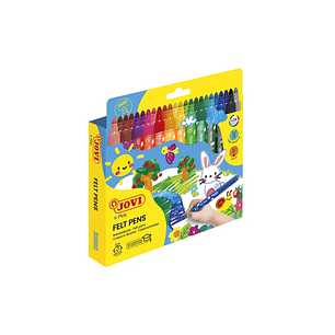 Jovi Felt Pens Estuche de 24 Rotuladores Jumbo - Amplia Variedad de Tonos - Tinta de Gran Fijacion - Punta de 3mm - Capuchon de Seguridad Ventilado - 