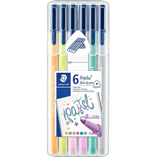 Staedtler Triplus Color 323 Pack de 6 Rotuladores de Punta Fina - Trazo 1mm Aprox - Tinta Base de Agua - Colores Surtidos