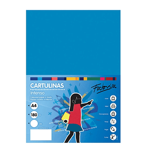 Fabrisa Pack de 50 Cartulinas 180 g/m² - Tamaño A4 - Color Azul Medio