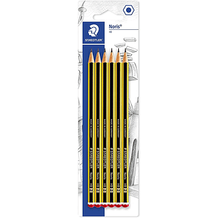 Staedtler Noris 120 Pack de 6 Lapices de Grafito Hexagonales HB - Resistencia a la Rotura - Madera de Bosques Sostenibles