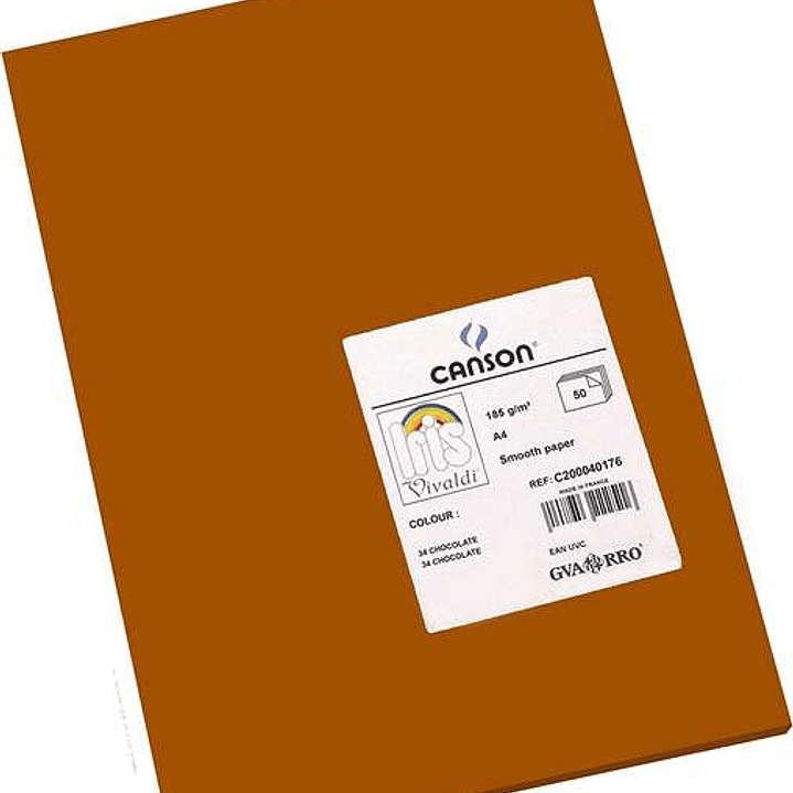 Canson Guarro Pack de 50 Cartulinas Iris A4 de 185g - 21x29.7cm - Color Chocolate 1
