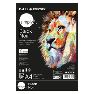 Daler Rowney Simply Bloc Encolado - A4 - 120g - 30 Hojas - Color Negro