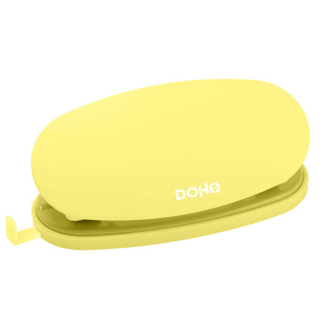 Dohe Soft Touch Taladro de Sobremesa - Taladra hasta 16 Hojas - Diseño Ergonomico - Color Amarillo Pastel 1