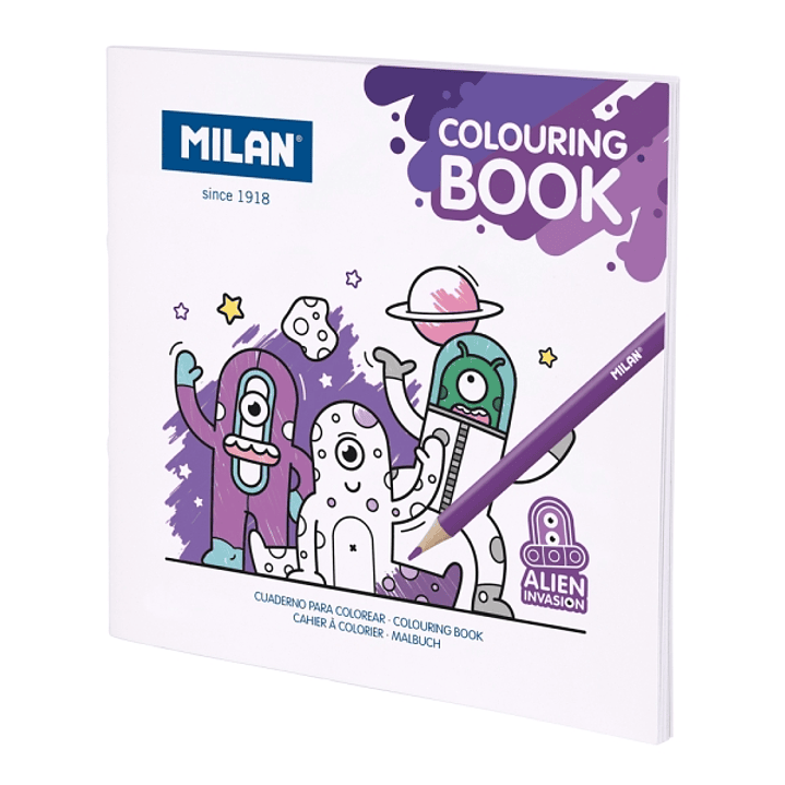 Milan Alien Invasion Cuaderno para Colorear - Microperforado - 140g - 21x21cm - Color Blanco 1