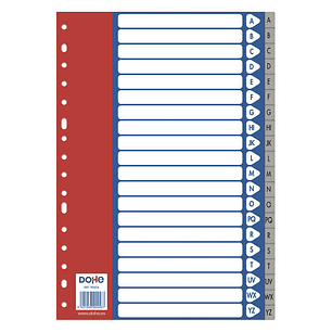 Dohe Separadores para Archivadores y Carpetas de Anillas A-Z 120 Micras Tamaño Folio - 20 Posiciones - Multitaladro de 16 Perforaciones