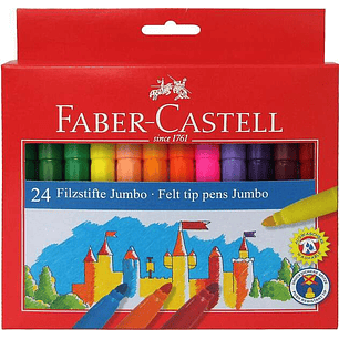 Faber-Castell Jumbo Pack de 24 Rotuladores Punta Gruesa - Tinta con Base de Agua Lavable - Colores Surtidos