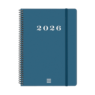 Finocam My Agenda de Espiral - Anual 2026 - Tapa Dura Antirayaduras - Formato E10 - 171x9x212mm - Semana Vista Horizontal - Color Azul