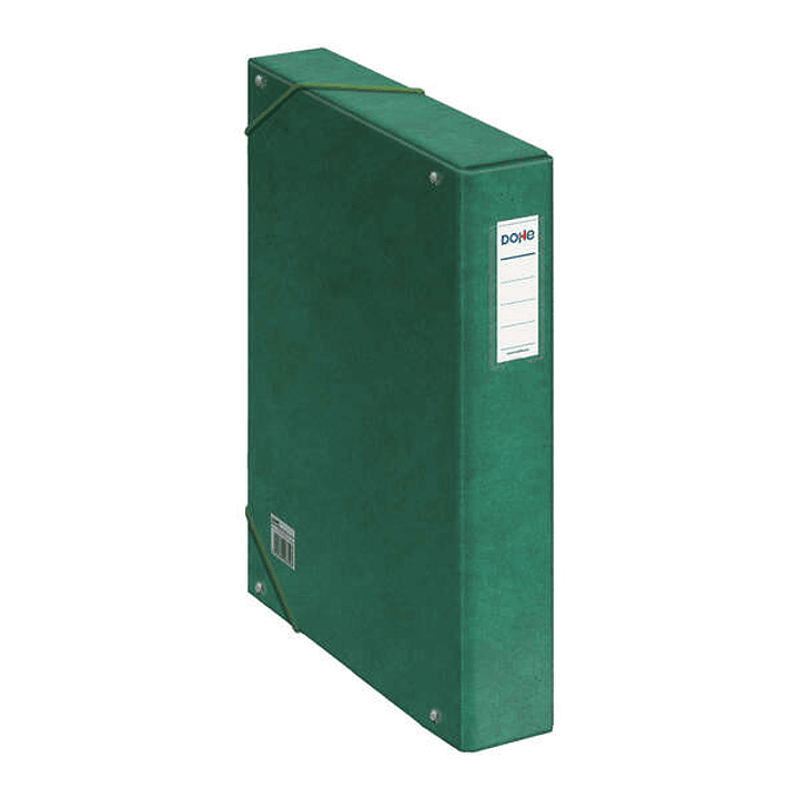 Dohe Caja para Proyectos Lomo 5cm - Carton Forrado con Papel Impreso y Plastificado - Cierre con Gomas - Color Verde 1