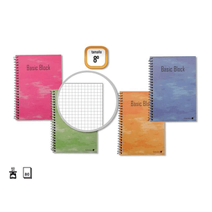 Golden Cuaderno Espiral 8º Natural (153x102mm) 80 Hojas 60gr Cuadricula - Margen Remarcado - Tapa Normal Plastificada - Colores Surtidos