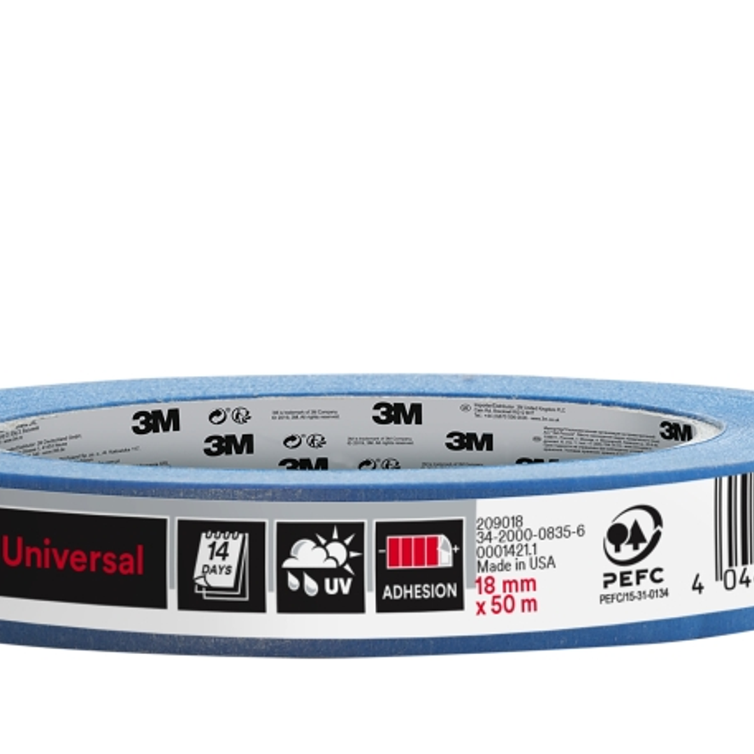 3M Cinta de Enmascarar Profesional - Multisuperficie - 18mm x 50m - 100% PEFC - Color Azul 1