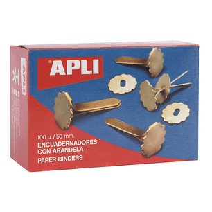 Apli Encuadernadores Metalicos con Arandela - 50mm - Incluyen Arandela para Embellecer y Evitar Rozaduras - Caja de 100 Unidades
