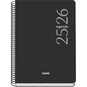 Dohe Esencial Agenda Escolar 25/26 Espiral A5 - Dia Pagina - Papel 70g/m2 - Cubierta en Polipropileno - Color Negro