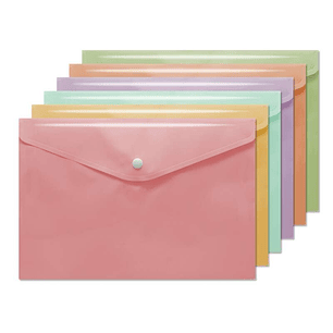 Bismark Sobre Portadocumentos A4 - Cierre de Broche - Fabricado en Polipropileno - Colores Pastel Surtidos