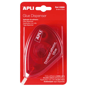 Apli Aplicador Adhesivo Doble Cara 8mm x 10m - Facil de Usar - Adhesivo Fuerte - Ideal para Manualidades y Proyectos Escolares - Transparente