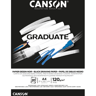 Canson Graduate Black Bloc Encolado de 20 Hojas A4 - 120g - Grano Fino - Color Negro