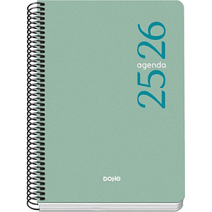 Dohe Esencial Agenda Escolar 25/26 Espiral A5 - Dia Pagina - Papel 70g/m2 - Cubierta en Polipropileno - Color Verde