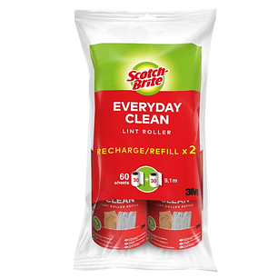 Scotch-Brite Everyday Clean Recambio para Pack de 2 Rodillos Quitapelusas Adhesivo - 30 Hojas por Rodillo - Color Blanco