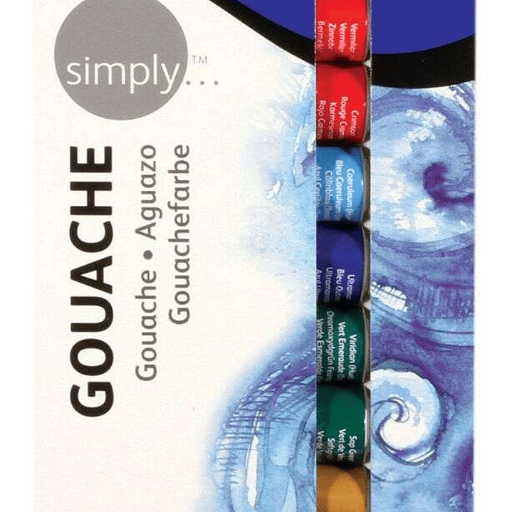 Daler Rowney Simply Pack de 12 Pinturas Acrilicas Gouache - Secado Rapido - Base de Agua - Optima Cobertura - 12ml - Colores Surtidos 1