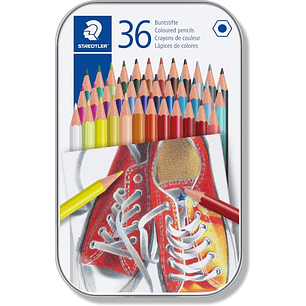 Staedtler 175 Caja Metalica de 36 Lapices Hexagonales de Colores - Colores Surtidos