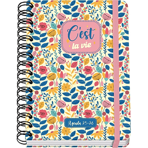 Dohe C´est la Vie Agenda Escolar 25/26 Espiral Wireo A5 - Semana Vista - Papel 80g/m2 - 4 Hojas de Pegatinas - Cubierta de Carton Plastificado - Cier