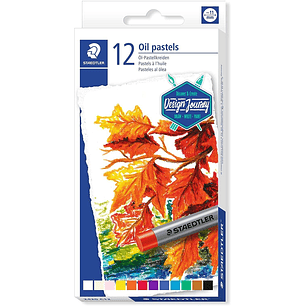 Staedtler Pasteles al Oleo 2420 Pack de 12 Ceras Blandas - Resistencia a la Rotura - Extremadamente Brillantes - Colores Surtidos