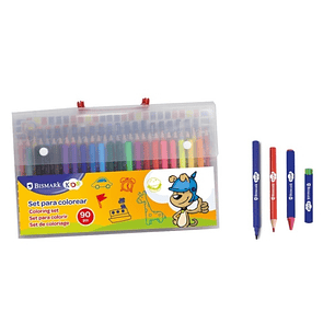 Bismark Maletin Escolar de Escritura con 20 Rotuladores de Colores, 30 Lapices de Colores, 20 Pinturas de Cera con Punta y 20 Pinturas