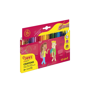Jovi Crayons Student Estuche de 24 Ceras - Resistentes - No Manchan - Agradables de Rayar - Acabado Brillante - Gran Duracion - Mezclables - Color Sur