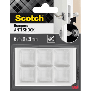 Scotch Pack de 6 Almohadillas Adhesivas Antichoque para Paredes - 21x21mm - Color Transparente