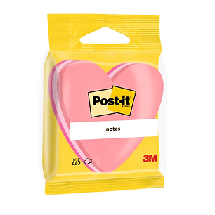 Post-It Bloc de 225 Notas Adhesivas Reposicionables - Forma Corazon - 70x70mm - Color Rosa