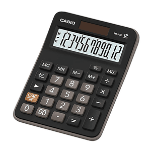 Casio MX-12B Calculadora de Escritorio Pequeña - Pantalla LCD de 12 Digitos - Solar y Pilas - Color Negro