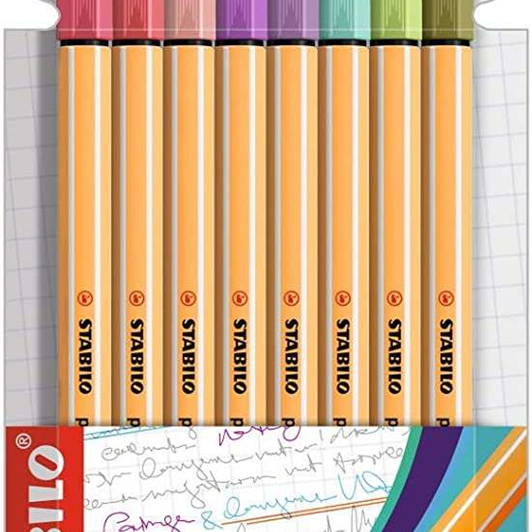 Stabilo Point 88 Pack de 8 Rotuladores de Punta Fina de Fibra - Trazo de 0.4 mm - Tinta con Base de Agua - Colores Surtidos 1