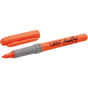 Bic Highlighter Grip Marcador Fluorescente - Punta Biselada - Trazo entre 1.60 y 3.30 mm - Grip Texturizado - Color Naranja