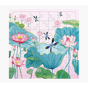 Pictura Tarjeta Puzzle - 15.5x15.5cm - Tematica de Libelulas - 49 Piezas - Incluye Tarjeta Plegada y Sobre Blanco - Certificacion FSC