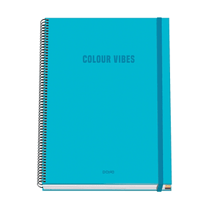 Dohe Colour Vives Cuaderno Espiral A4 100 Hojas Microperforadas Cuadricula 5mm - Tapa Dura Carton Forrado - Cierre de Goma - Bandas de Color - Color A