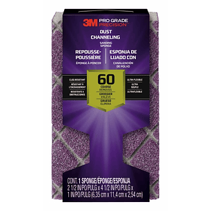 3M Pro Grade Precision Taco de Lija - Grano 60 Grueso - Canalizacion de Polvo - 6.35x11.4x2.54cm - Color Morado