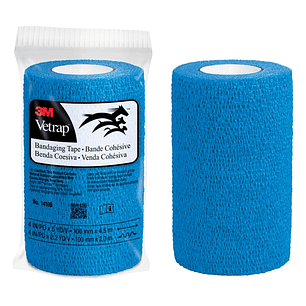 3M Vetrap Venda Cohesiva - 10cm x 4.5m - Flexible - Transpirable - Autoadhesiva - Color Azul