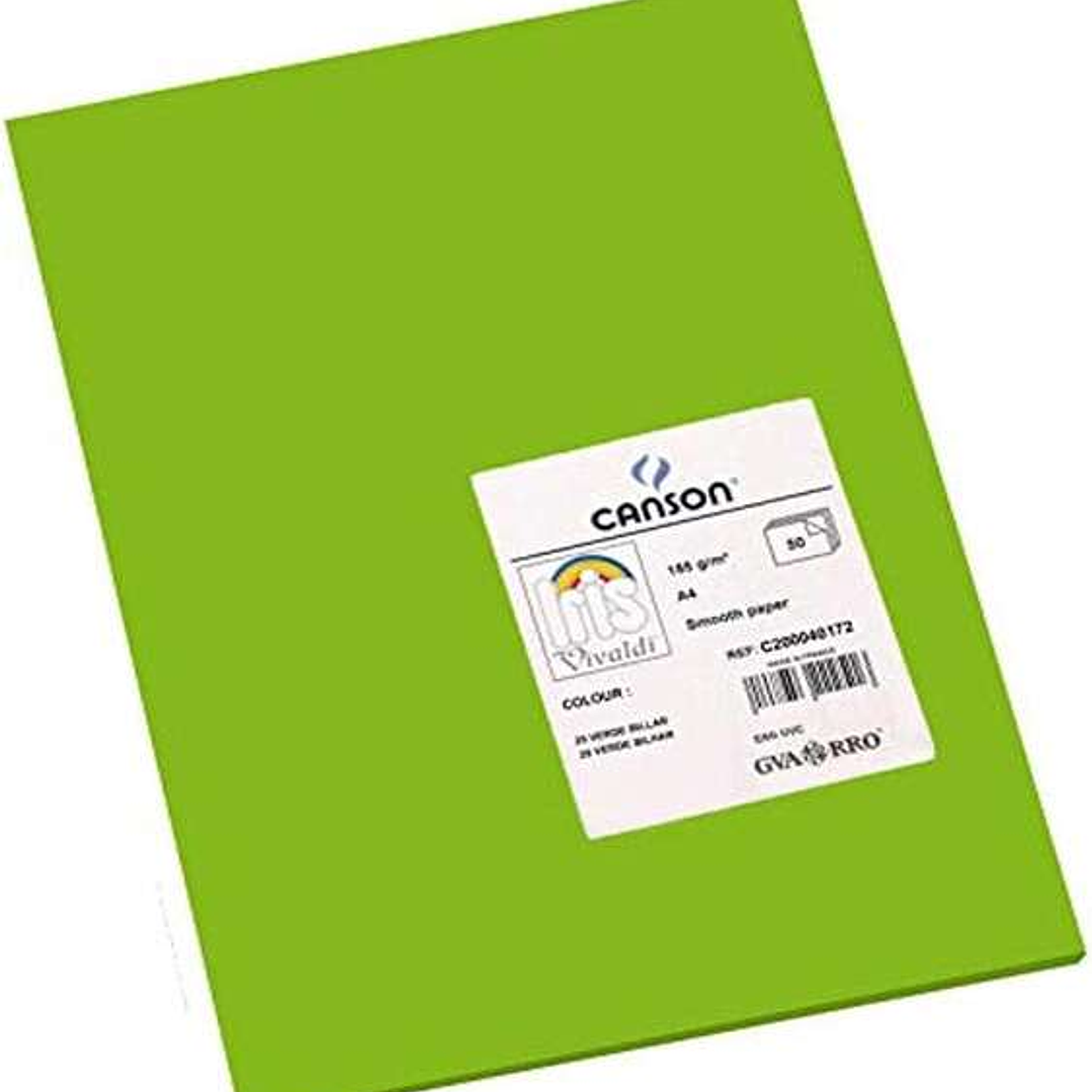 Canson Guarro Pack de 50 Cartulinas Iris A4 de 185g - 21x29.7cm - Color Verde Billar 1