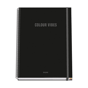 Dohe Colour Vives Cuaderno Espiral A4 100 Hojas Microperforadas Cuadricula 5mm - Tapa Dura Carton Forrado - Cierre de Goma - Bandas de Color - Color N