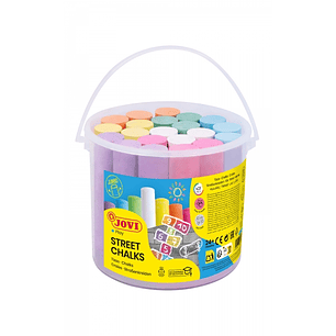Jovi Street Chalks Bote 21 Tizas Jumbo - Especiales para Dibujar en El Suelo - Tizas Redondas - Facil Eliminacion con Agua - Poco Resto de Polvo en La