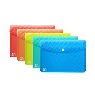 Oxford Urban A6 Sobre Portadocumentos de Plastico Rigido Translucido A6 - Capacidad hasta 40 Hojas - Cierre de Broche - Colores Surtidos