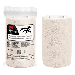 3M Vetrap Venda Cohesiva - 10cm x 4.5m - Flexible - Transpirable - Autoadhesiva - Color Blanco