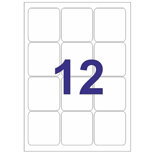 Multi3 Pack de 1.200 Etiquetas Tamaño 63.5x72mm - Adhesivo Permanente - Cantos Romos - Color Blanco