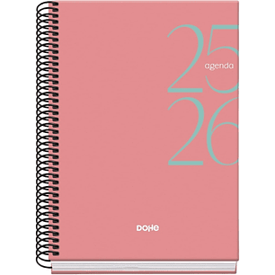 Dohe System Agenda Escolar 25/26 Espiral A5 - Dia Pagina - Papel 70g/m2 - Cubierta de Carton Plastificado - Color Rosa